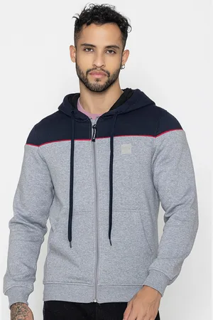 Bonjour Colourblocked Hooded Terry Cotton Front Open Sweatshirt
