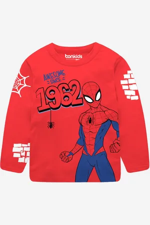 BONKIDS Boys Printed Typography Printed Round Neck Long Sleeves Applique Cotton T-shirt