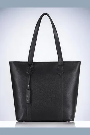 Mast & Harbour Black Textured Structured Tote Bag