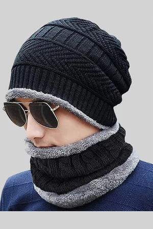 Kastner Unisex Set Of 2 Self Design Woollen Beanie With Muffler