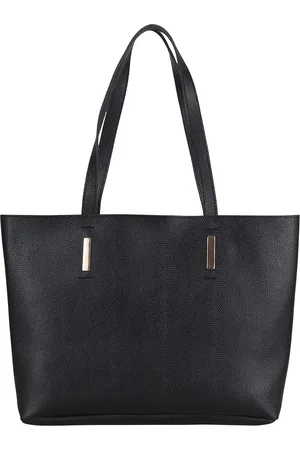 DressBerry Black Textured Shopper Shoulder Bag