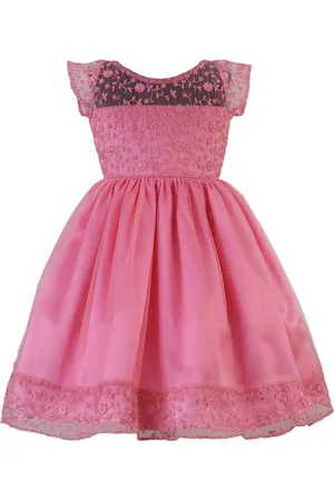 BAESD Girls Floral Embroidered Net Fit & Flare Dress