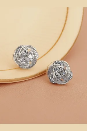 Carlton London Women Rhodium-Plated CZ Studs Earrings