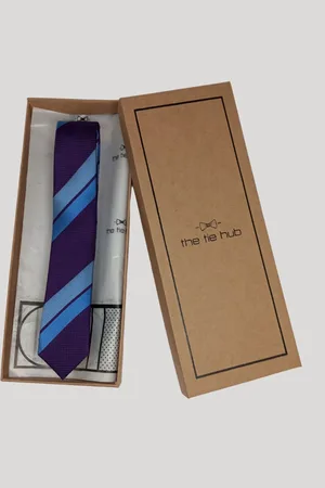 The Tie Hub Men Striped Silk Broad Tie