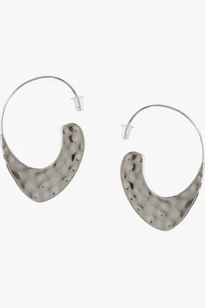 Kazo Silver-Plated Contemporary Oxidised Half Hoop Earrings