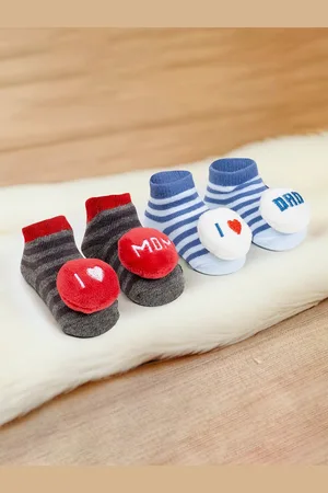 Baby Moo Infants Pack Of 2 Self-Design Soft & Comfortable Socks Booties