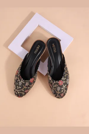 Metro Embellished Block Heeled Mules