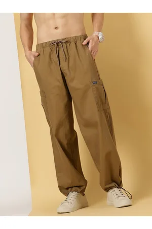 Thomas Scott Men Parachute Loose Fit Mid Rise Pure Cotton Cargo-Style Trousers