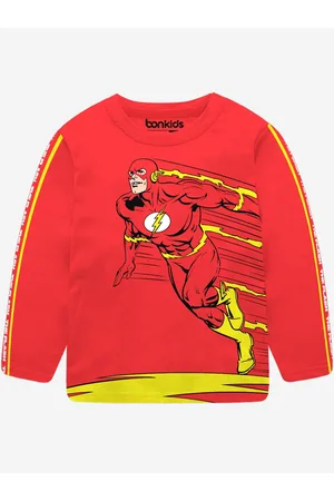 BONKIDS Boys Round Neck Long Sleeves Applique Cotton T-shirt