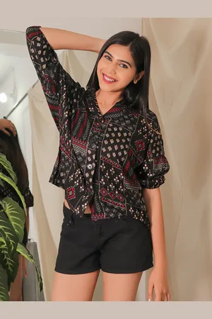 CLEMIRA Ethnic Motifs Printed Shirt Style Top