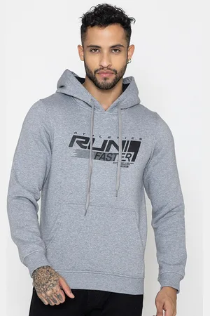 Bonjour Typography Printed Long Sleeves Hooded Cotton Sweatshirt