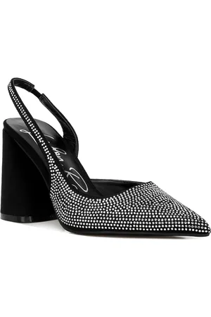London Rag Embellished Buckles Detailed Pointed Toe Block Heels
