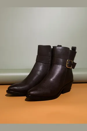 Inc 5 Women Buckle Detail Block-Heeled Regular Boots