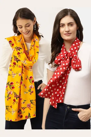 DressBerry Yellow & Red Pack Of 2 Printed Scarfs