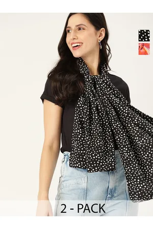 DressBerry Black & Yellow Pack Of 2 Printed Scarf