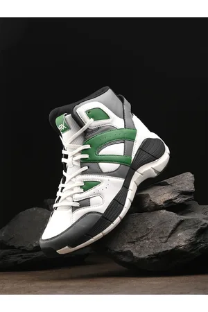 HRX Men White & Black Mid Top Rebound Colourblocked Comfort Sneakers