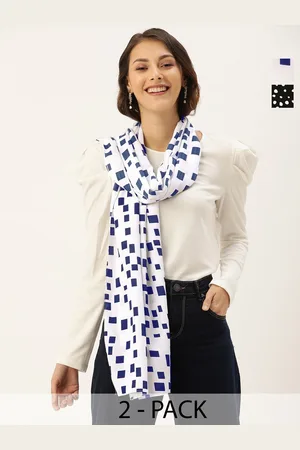 DressBerry Black & White Pack Of 2 Printed Scarf
