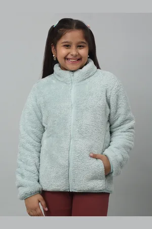 CANTABIL Girls Mock Collar Faux Fur Trim Self Design Lightweight Padded Jacket