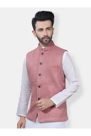 Avaeta Mandarin Collar Suede Nehru Jacket