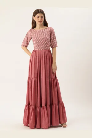 Ethnovog Embroidered Tiered Gown Maxi Dress