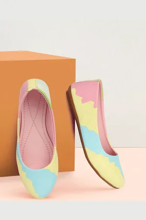 BAESD Girls Colourblocked Slip-On Ballerinas