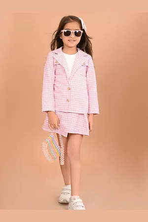 LilPicks Girls Checked Organic Cotton Coat with Skirt