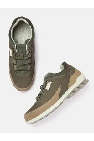 Woodland Men Colourblocked Round-Toe Leather Sneakers