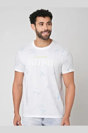 Blue Buddha Typography Printed Round Neck Short Sleeves Cotton Regular T-shirt