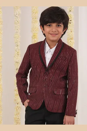 Vastramay Boys Self-Design Single-Breasted Slim-Fit Blazer