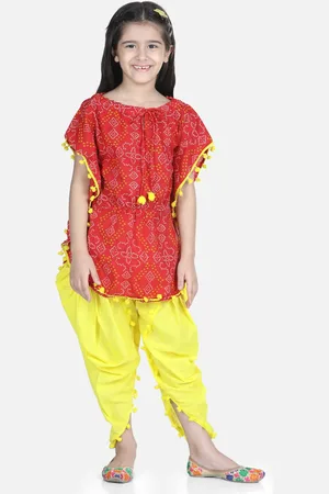 BownBee Girls Printed Top with Dhoti Pants