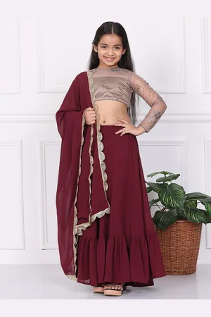 Ethnovog Girls Embroidered Sequinned Detial Ready to Wear Lehenga & Blouse With Dupatta