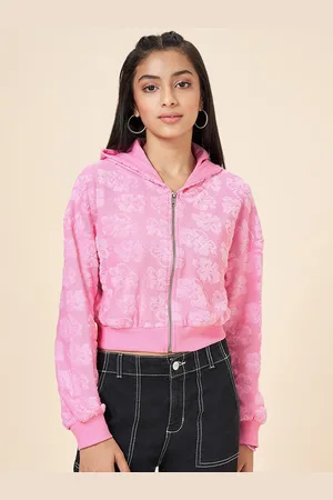 Pantaloons Girls Floral Printed Cotton Crop Sweatshirt