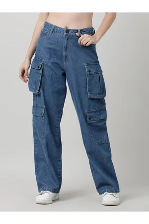 Bene Kleed Women Relaxed Fit High-Rise Clean Look Cotton Cargo Jeans