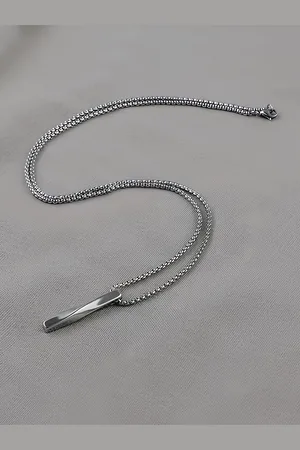 KARISHMA KREATIONS Men Silver-Plated Geometric-Charm Pendant With Chain