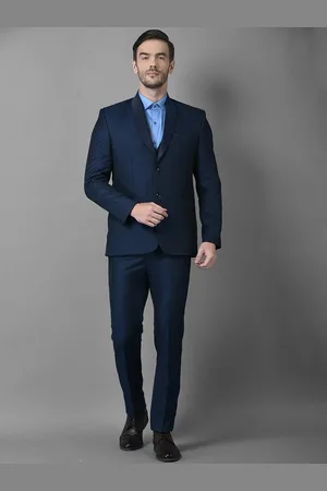 Canary London Men Blue Solid Single-Breasted Slim-Fit 3-Piece Formal Suit