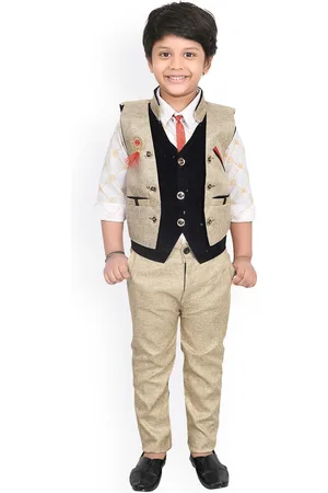 BAESD Boys 4-Pcs Single-Breasted Waistcoat & Trousers With Shirt And Bow