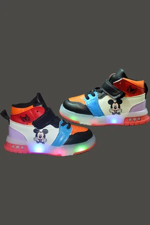 FEETWELL Kids Colourblocked LED High-Top Lace-Ups Sneakers