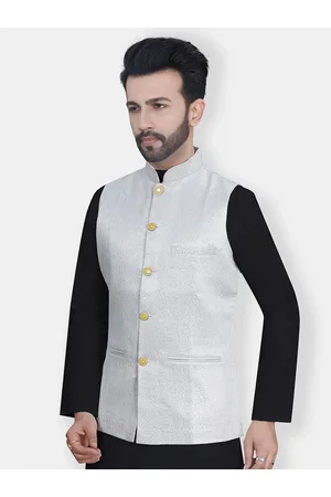 Avaeta Woven Design Mandarin Collar Nehru Jacket