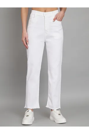 AngelFab Women Jean Straight Fit High-Rise Clean Look Cotton Jeans