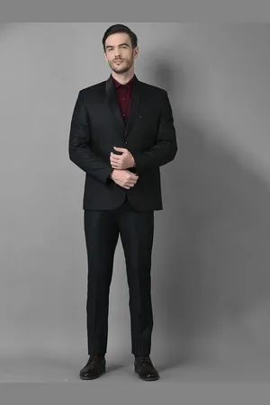 Canary London Men Black Solid Slim-Fit Single-Breasted Three Piece Suits