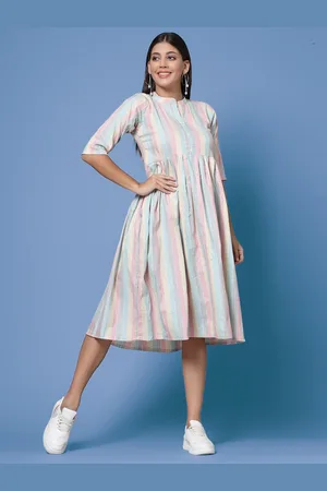 Kalini Striped Cotton Empire Midi Dress