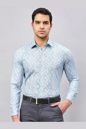 LOUIS STITCH Spread collar Long Sleeves Printed Cotton Formal Shirt