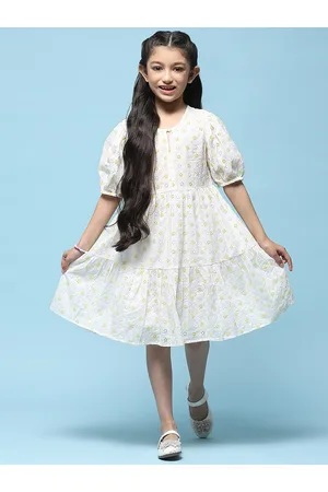 Biba Girls Floral Printed Cotton Fit & Flare Dress