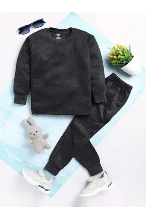 Toonyport Boys Charcoal Grey Solid Thermal Set