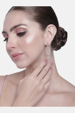 ESTELE Women Rose Gold-Plated Geometric Drop Earrings