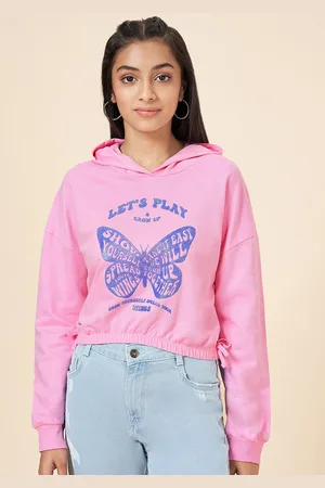 Pantaloons Girls Graphic Printed Crop Sweatshirt