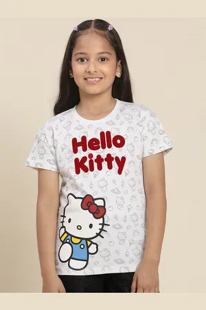 Kidsville Girls Hello Kitty Printed Pure Cotton Tshirt