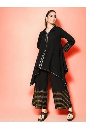 Ahalyaa Shirt Collar Neck Tunic With Flared Trouser Ethnic Co-Ords