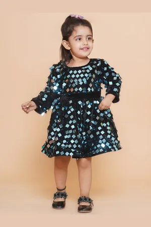 BAESD Girls Printed Applique Fit & Flare Opaque Party Dress