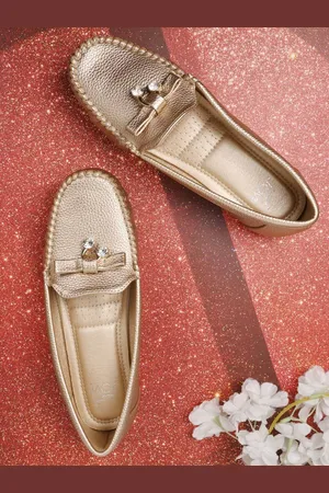 Jove Women Embellished Textured Slip On Loafers